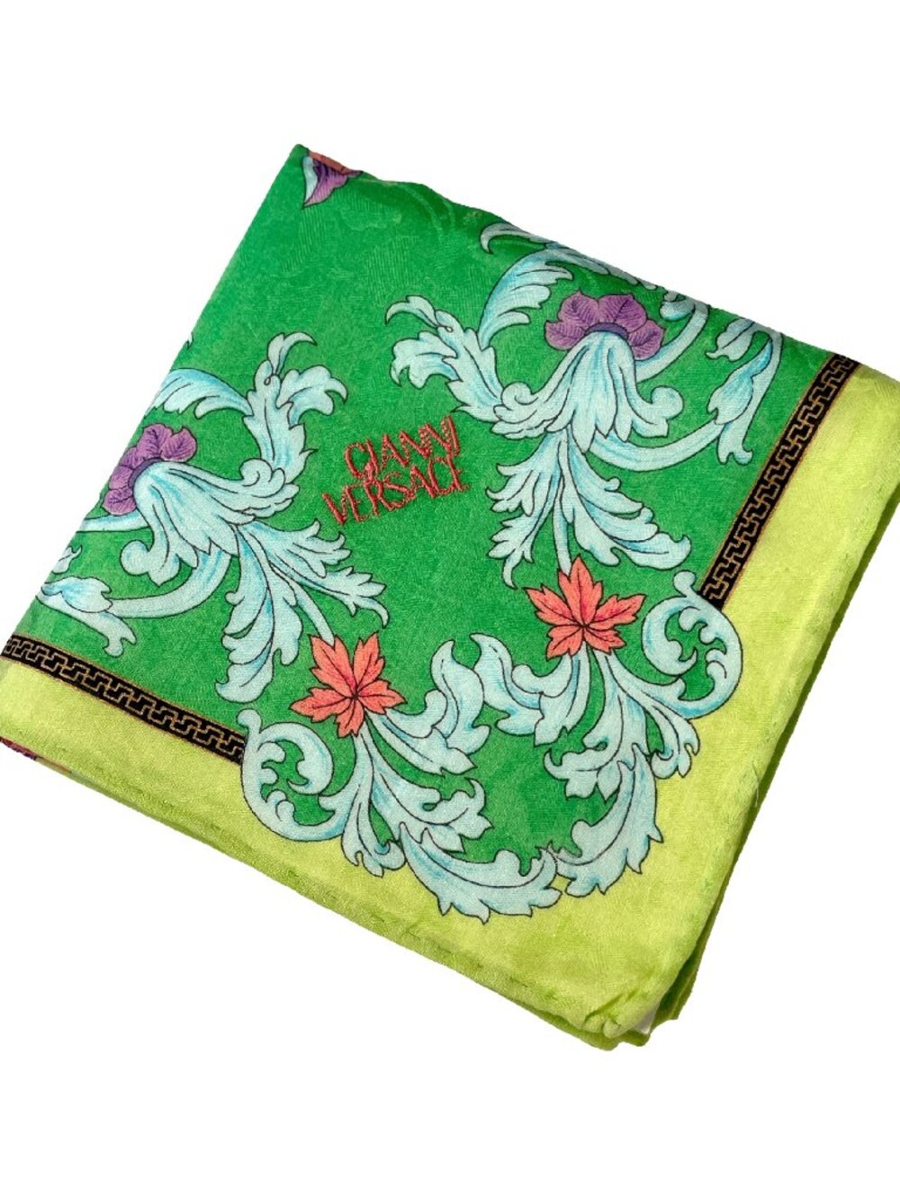 Vintage Versace Cotton Scarf Baroque-inspired Floral Design